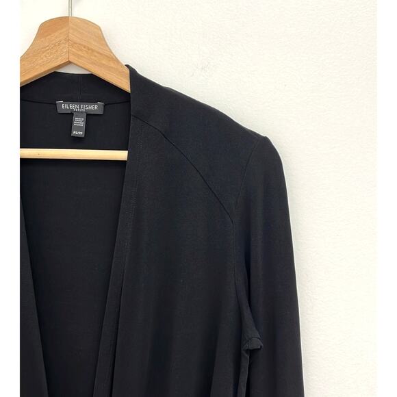 Eileen Fisher 100% Silk Faux Wrap Surplice Drape Elegant Blouse - Petite Small - Picture 7 of 11